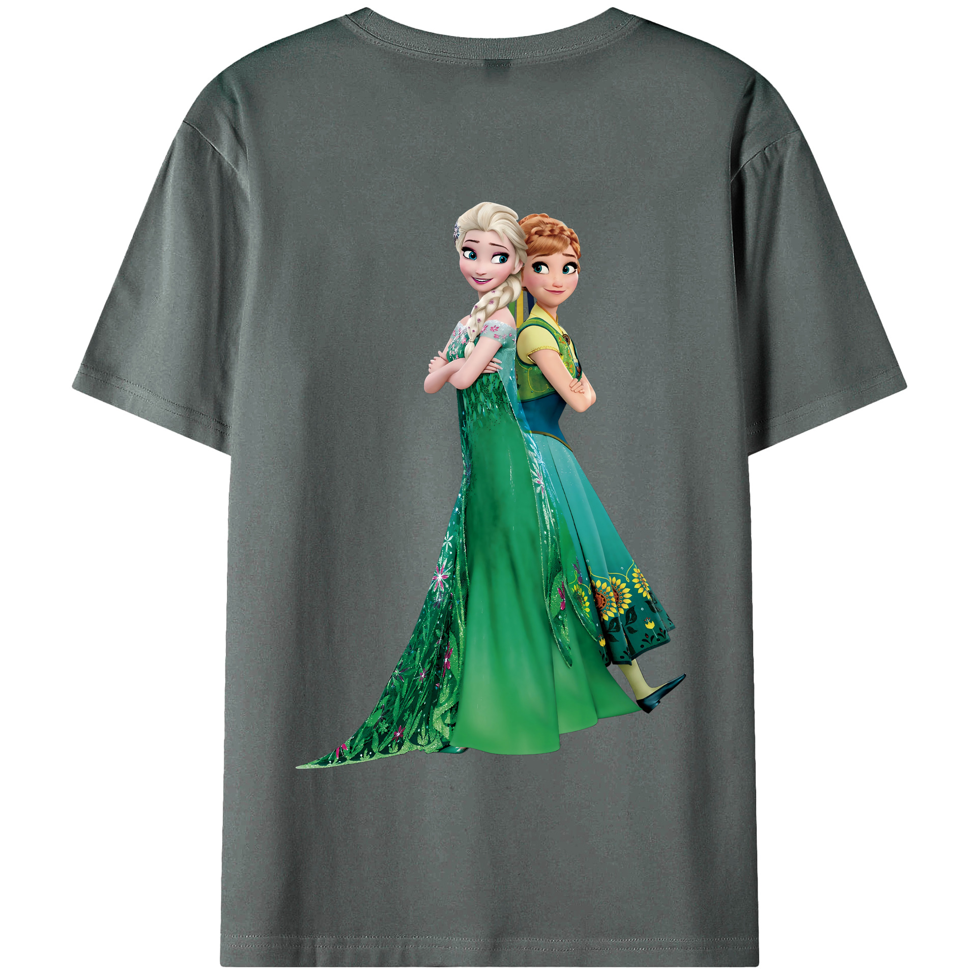 （画像用） アナと雪の女王 アンナ エルサ Frozen Anna Elsa 綿100％半袖Tシャツ（背面プリント）